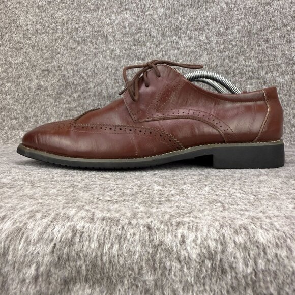 ✅Mens EU 43 Brown Brogue Dress Oxford Shoes Classic Wingtip Lace Up Derby Rubber - Picture 5 of 12